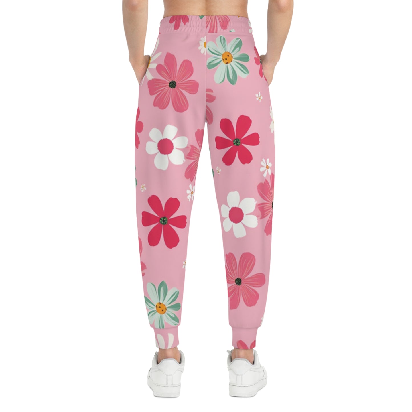Preppy Pink Floral Joggers - Cozy & Stylish Sweatpants for Women - S / Seam thread color automatically matched to design - SUNKISSHAVEN