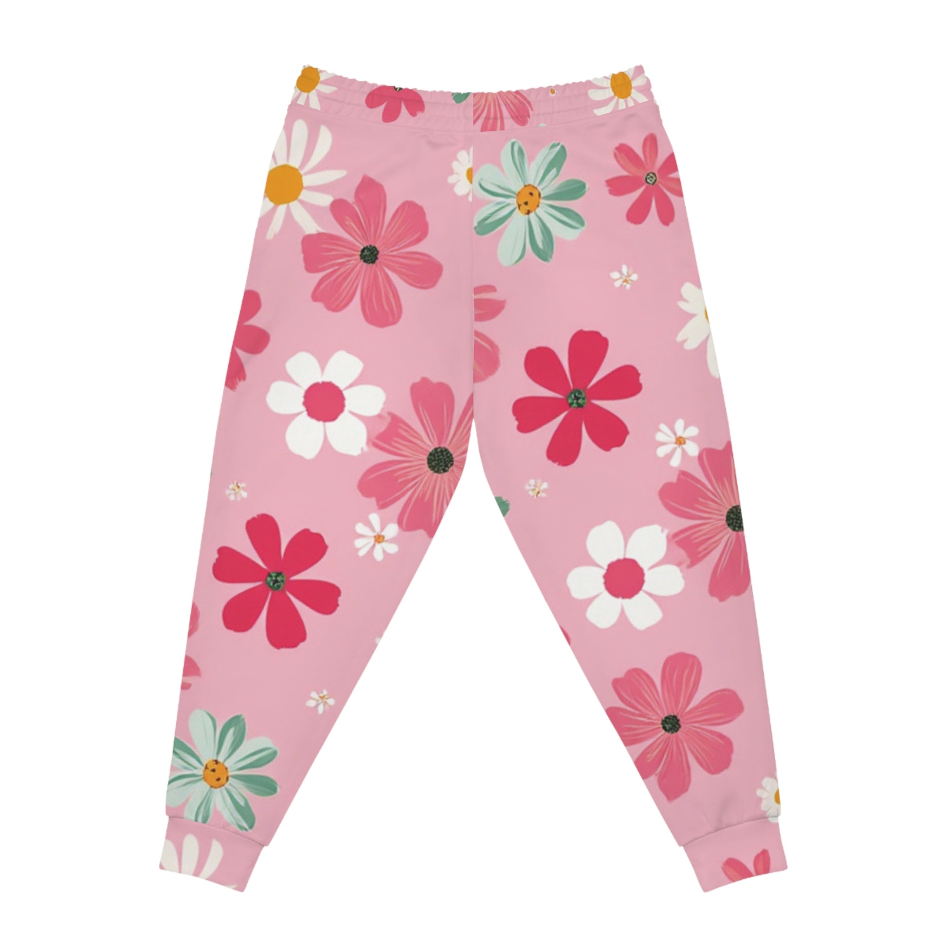 Preppy Pink Floral Joggers - Cozy & Stylish Sweatpants for Women - S / Seam thread color automatically matched to design - SUNKISSHAVEN