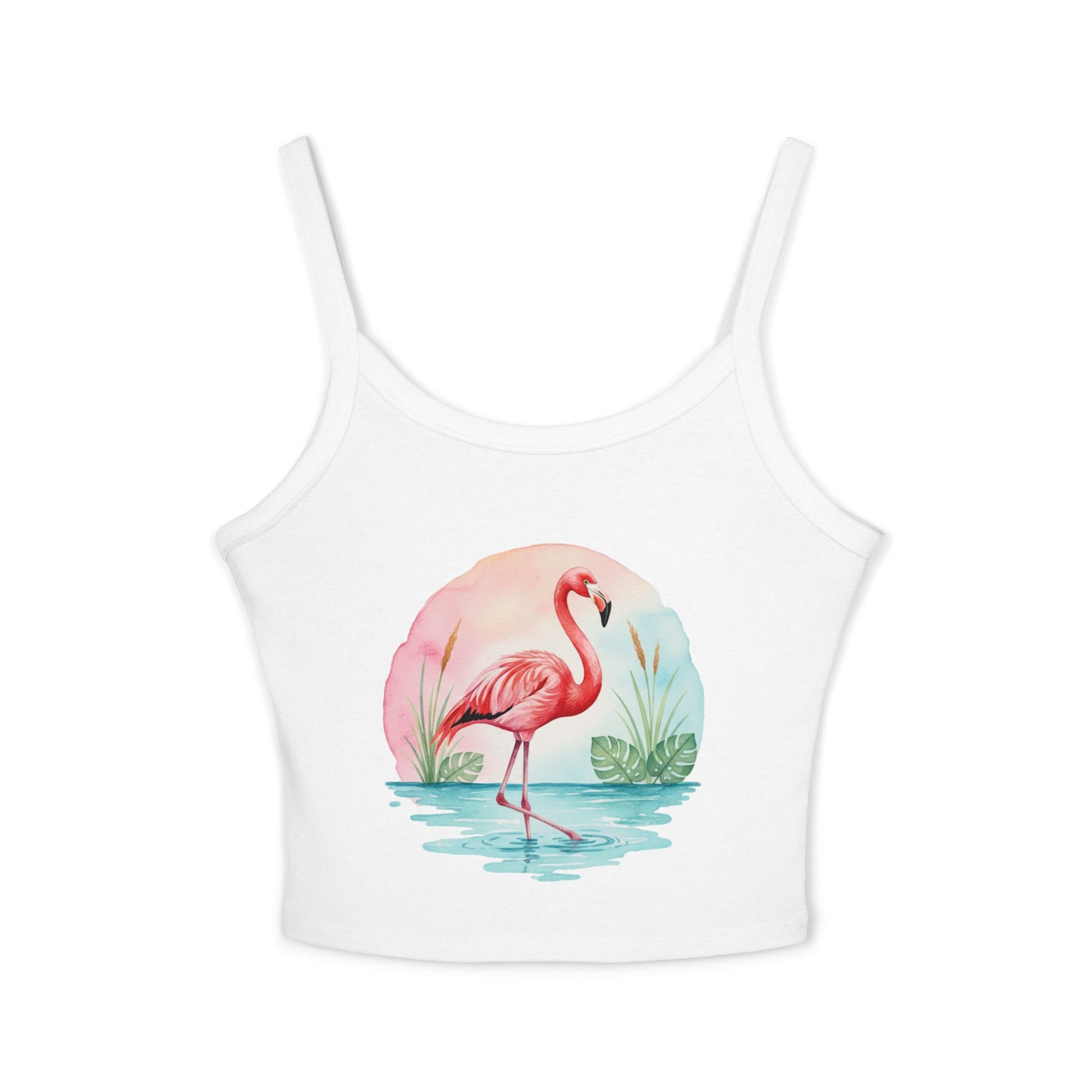 Flamingo Artwork Women’s Tank Top, Summer Top, Beachwear, Casual Outfit, Vacation Essential, Gift for Her - Athletic Heather / XS - SUNKISSHAVEN