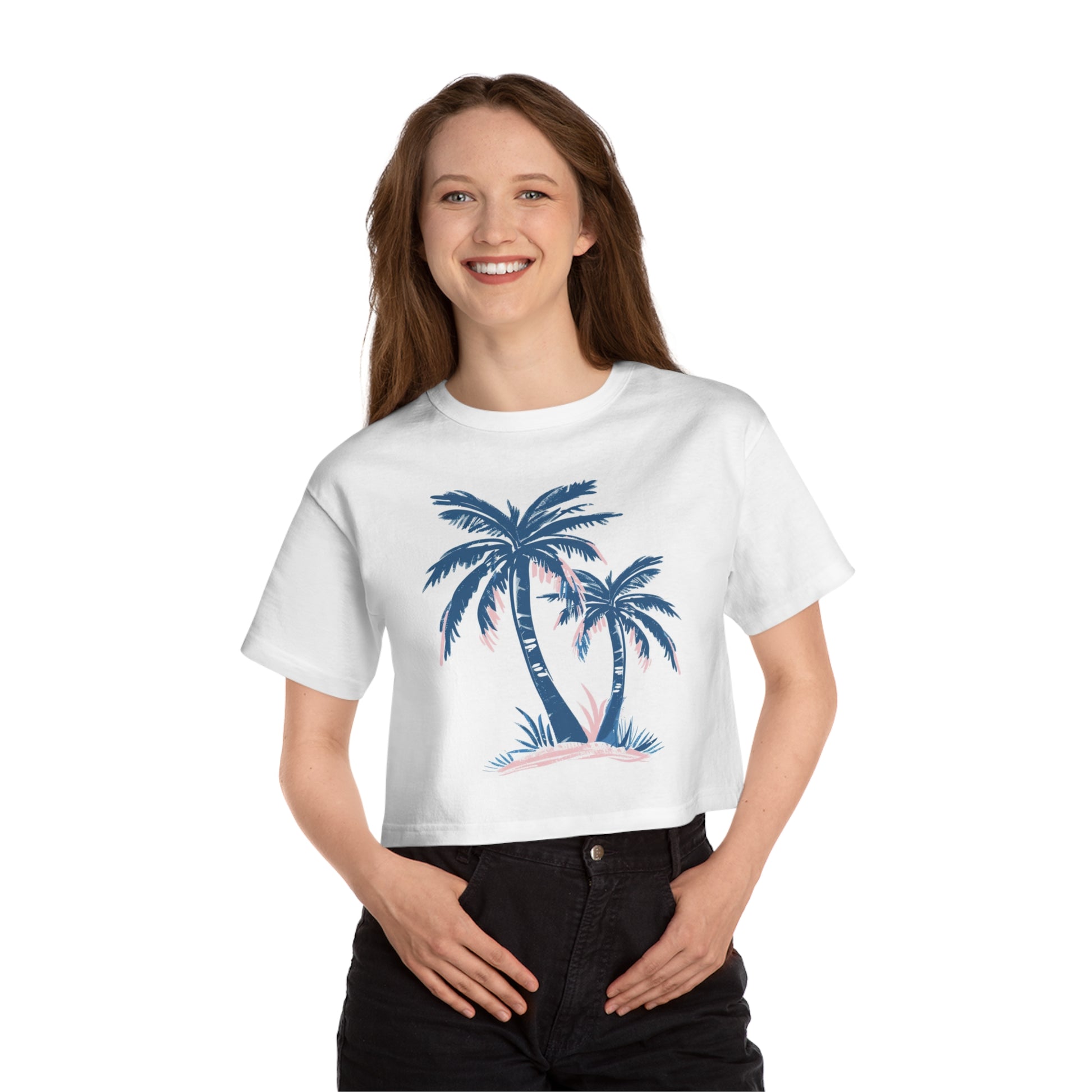 Copy of Tropical Trees Festival Crop Top - White / XS - SUNKISSHAVEN