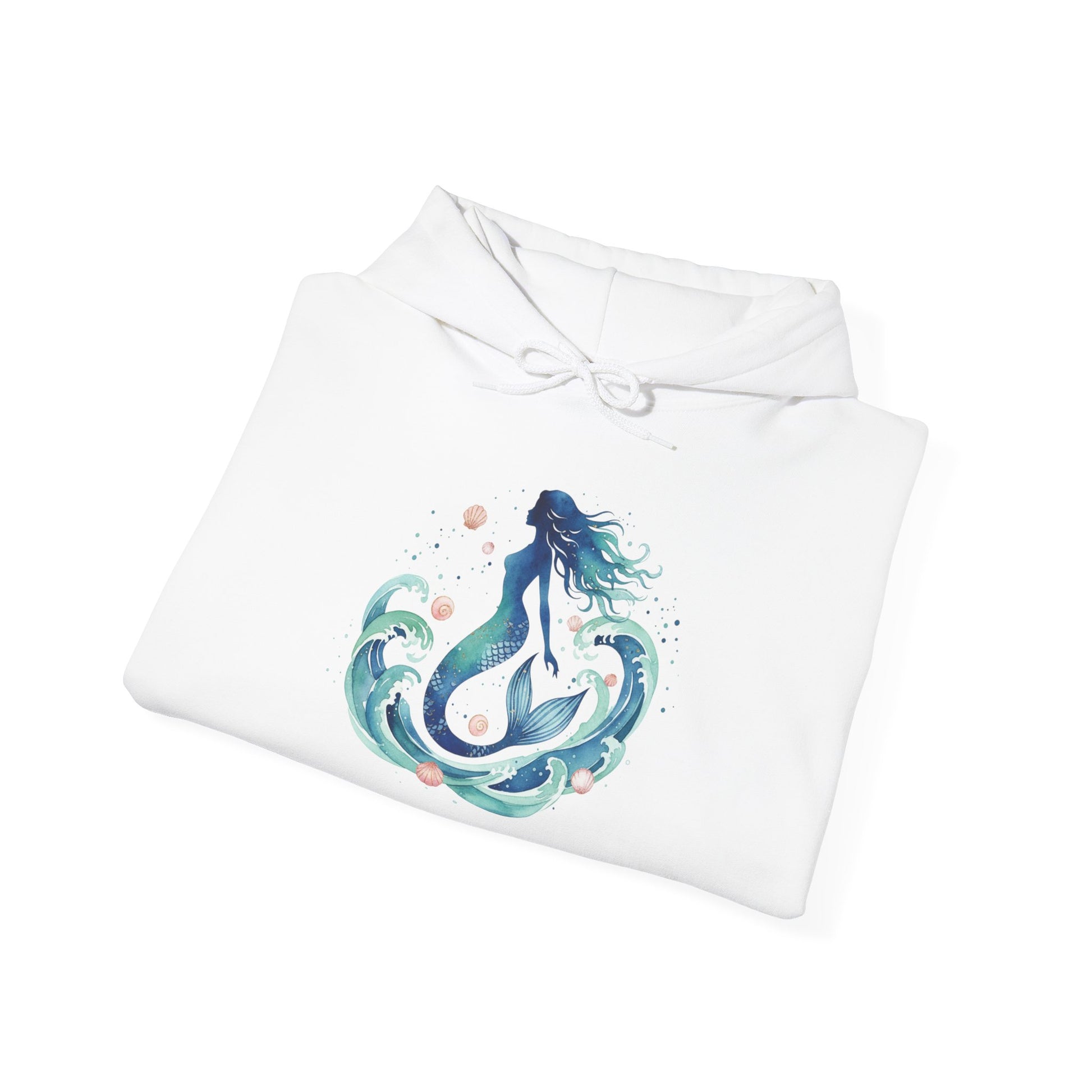 Ocean Goddess Hoodie, Artistic Sweatshirt for Beach Lovers, Magical Elemental Gift, Cozy Casual Wear, Perfect for Summer and Holidays - S / White - SUNKISSHAVEN
