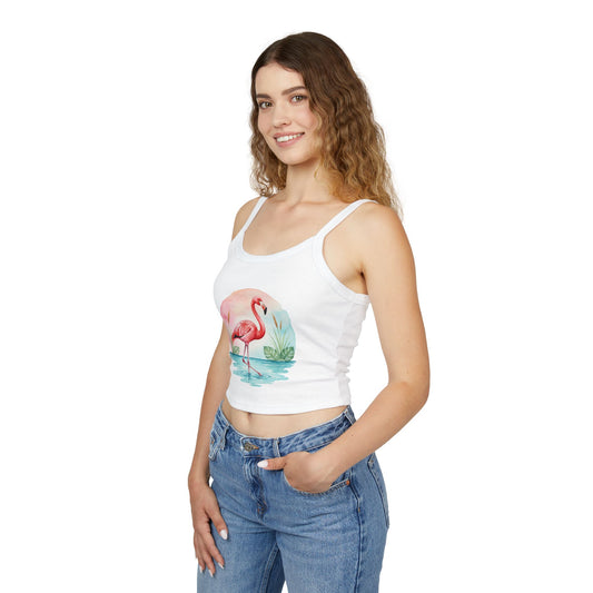Flamingo Artwork Women’s Tank Top, Summer Top, Beachwear, Casual Outfit, Vacation Essential, Gift for Her - Solid White Blend / XS - SUNKISSHAVEN