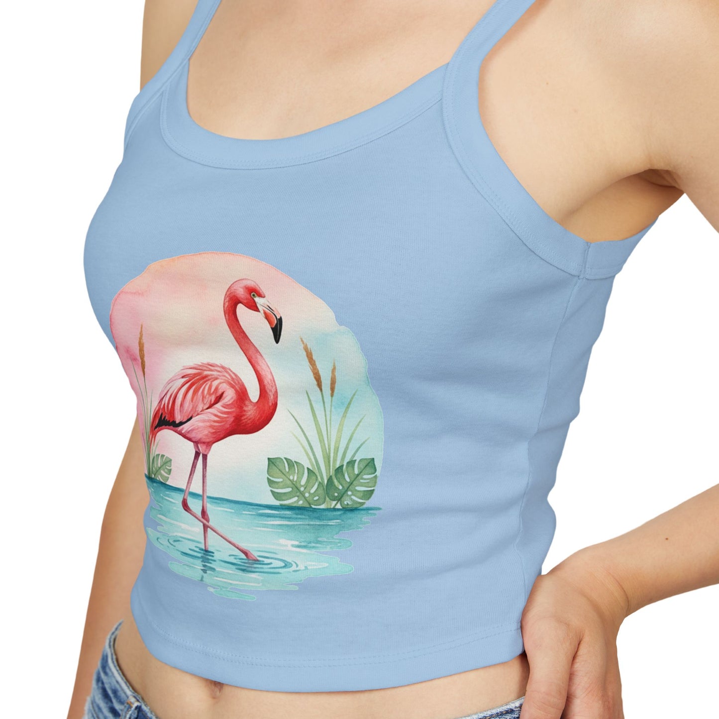 Flamingo Artwork Women’s Tank Top, Summer Top, Beachwear, Casual Outfit, Vacation Essential, Gift for Her - Athletic Heather / XS - SUNKISSHAVEN