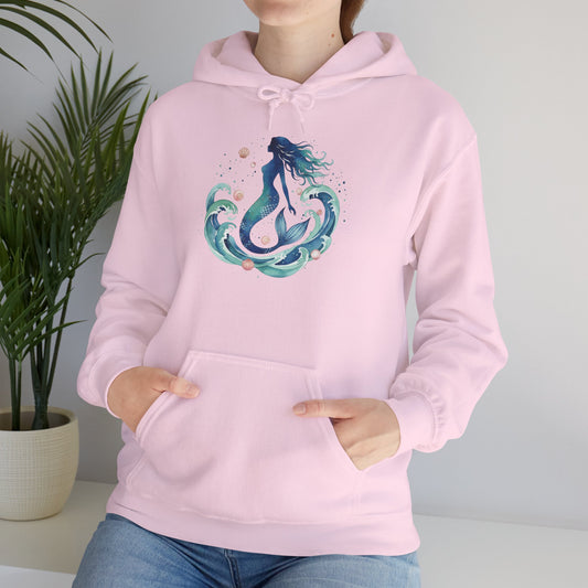 Ocean Goddess Hoodie, Artistic Sweatshirt for Beach Lovers, Magical Elemental Gift, Cozy Casual Wear, Perfect for Summer and Holidays - S / Light Pink - SUNKISSHAVEN