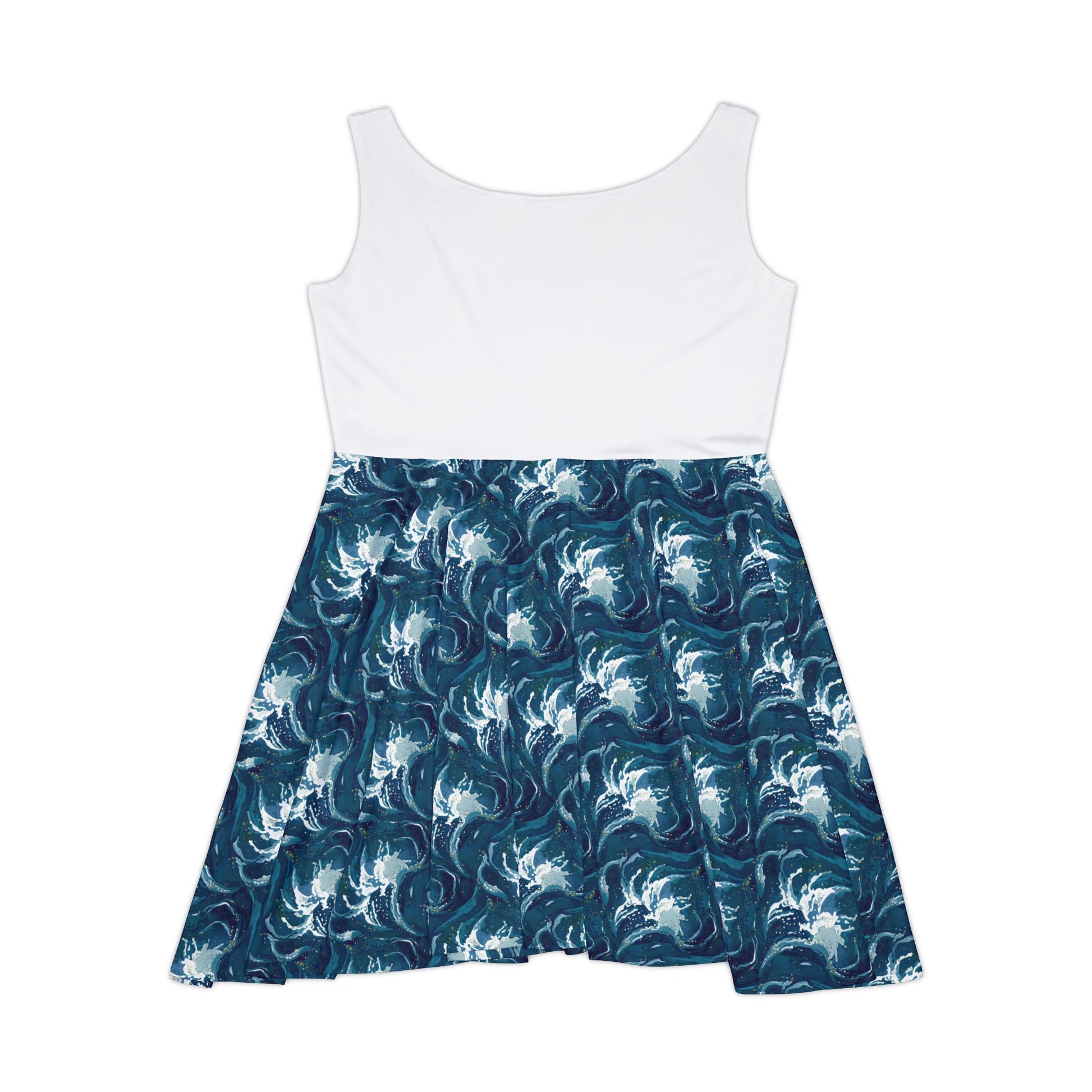 Women's Ocean Wave Turtle Skater Dress, Beachwear, Summer Dress, Casual Outfit, Gifts for Her, Vacation Style - L - SUNKISSHAVEN