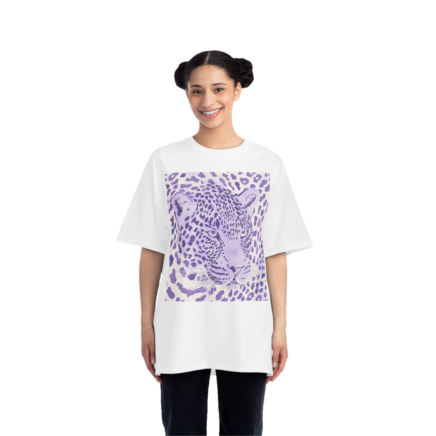 Purple Leopard Short-Sleeve T-Shirt - White / S - SUNKISSHAVEN