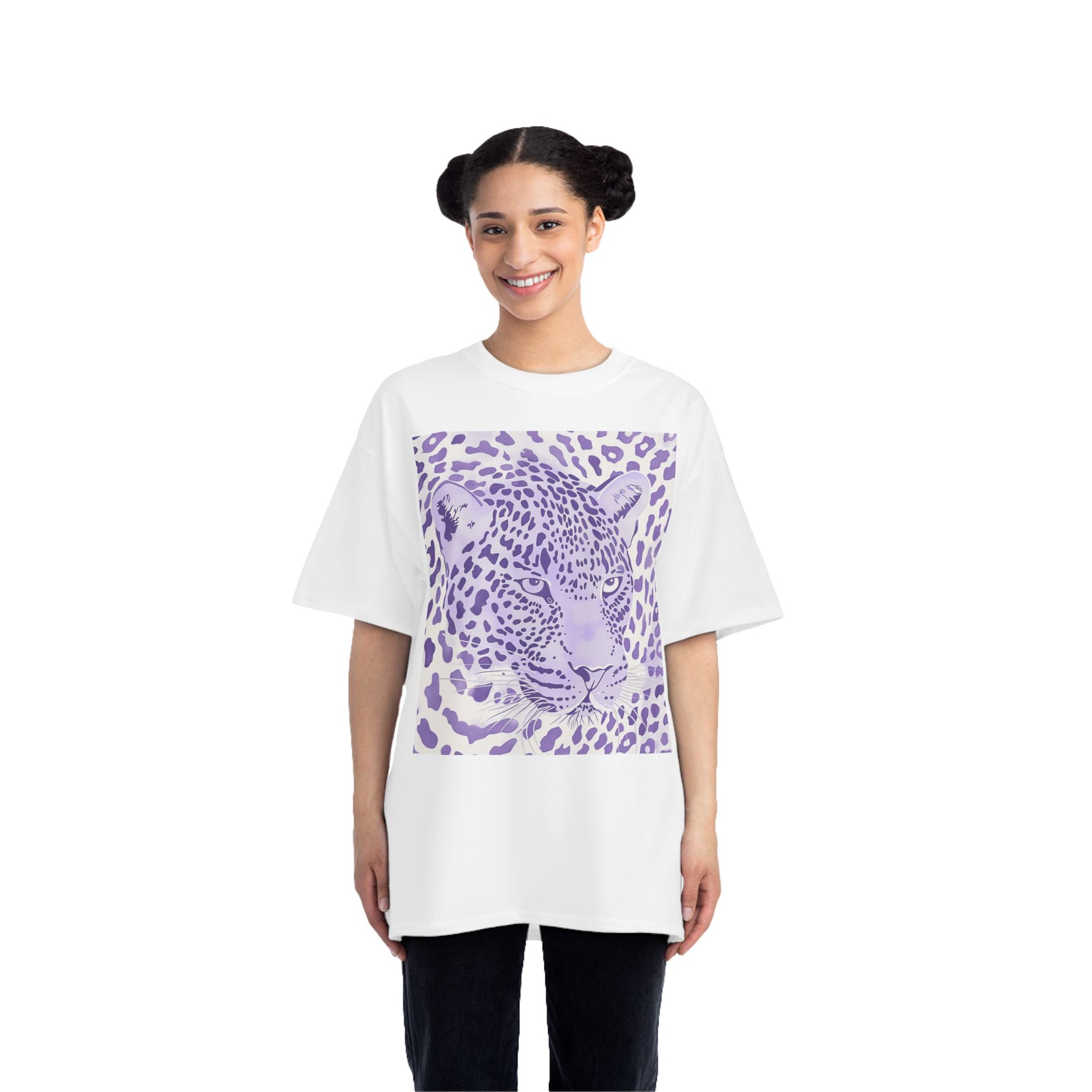 Purple Leopard Short-Sleeve T-Shirt - White / S - SUNKISSHAVEN