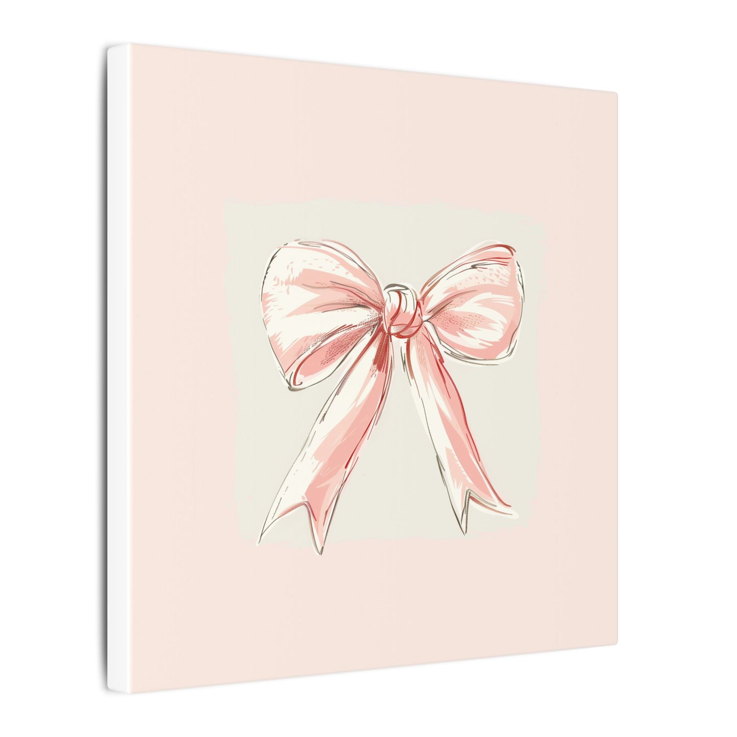 Soft Blush Bow Wall Art - 10″ x 10″ / 0.75'' - SUNKISSHAVEN