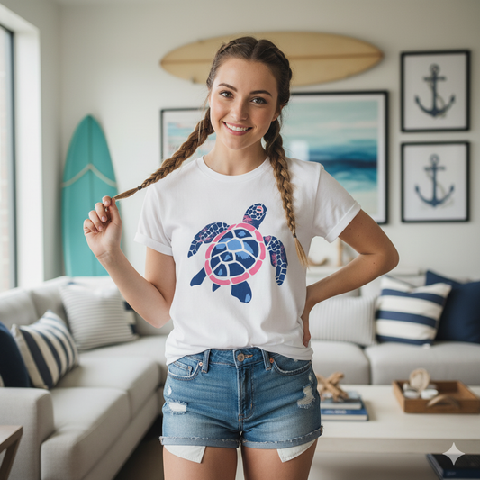Turtle Marine Tee - White / S - SUNKISSHAVEN