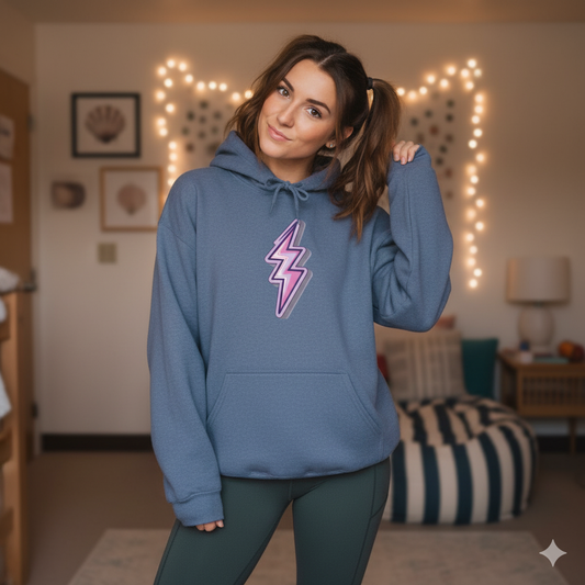 Unisex Purple Lightning Bolt Hoodie - Sport Grey / S - SUNKISSHAVEN