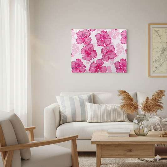 Pink Hibiscus Bloom Matte Canvas - 24″ x 18″ (Horizontal) / 0.75'' - SUNKISSHAVEN