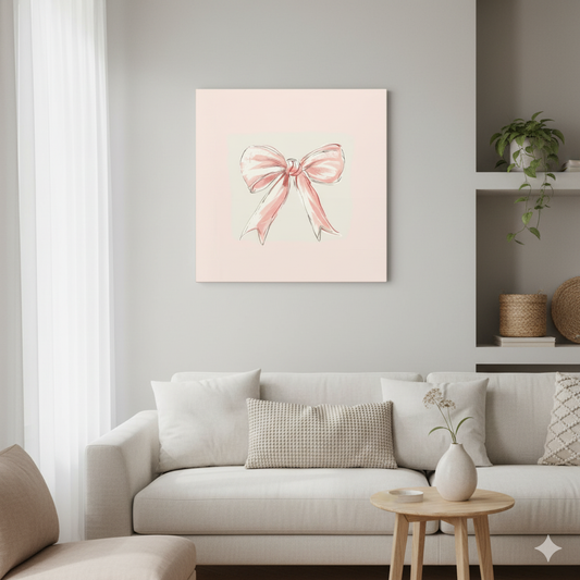Soft Blush Bow Wall Art - 10″ x 10″ / 0.75'' - SUNKISSHAVEN