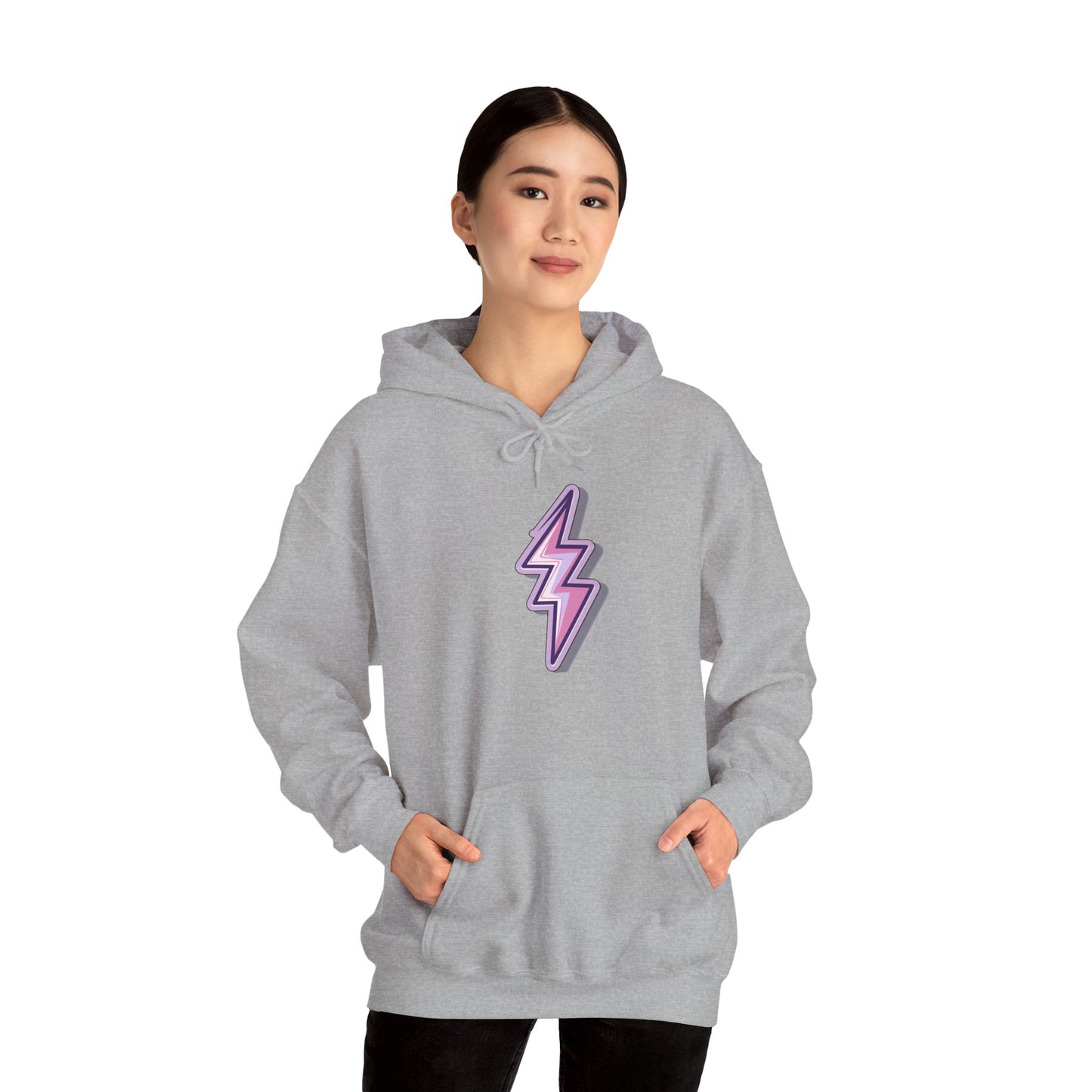 Unisex Purple Lightning Bolt Hoodie - Sport Grey / S - SUNKISSHAVEN
