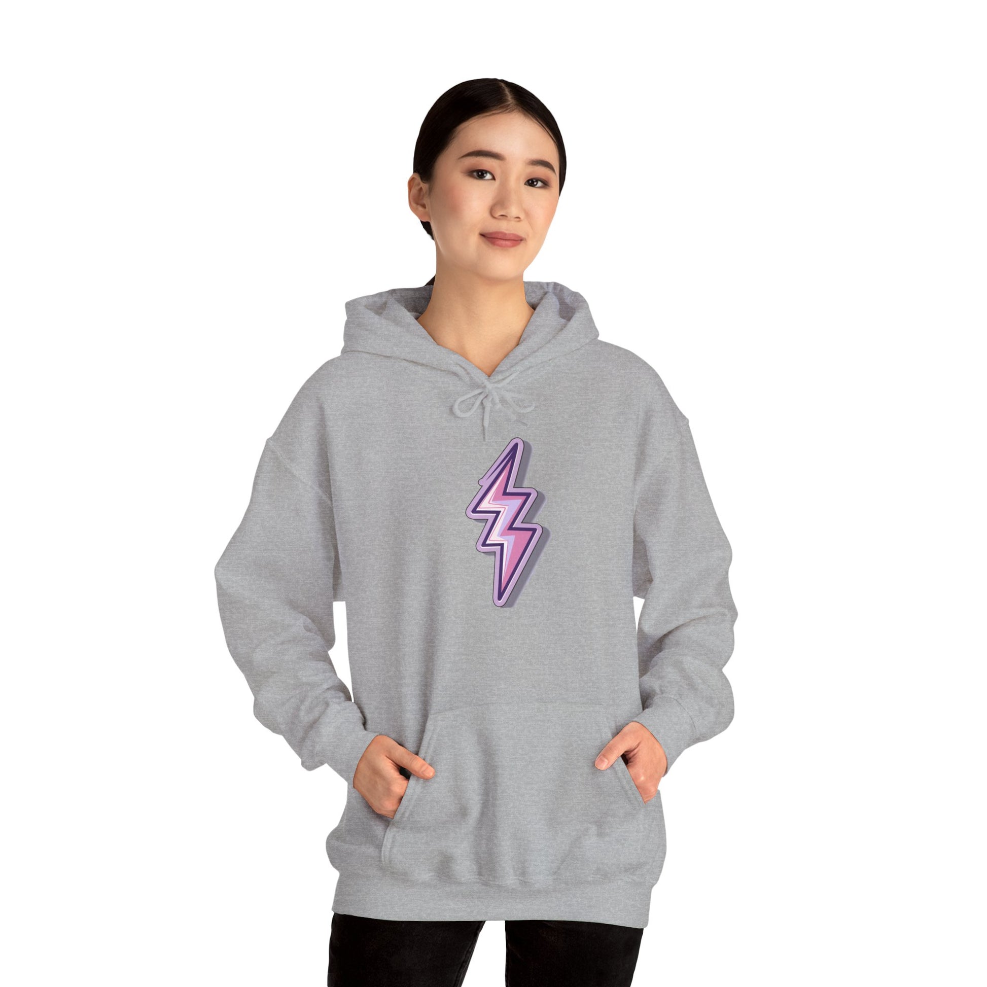 Unisex Purple Lightning Bolt Hoodie - Sport Grey / S - SUNKISSHAVEN
