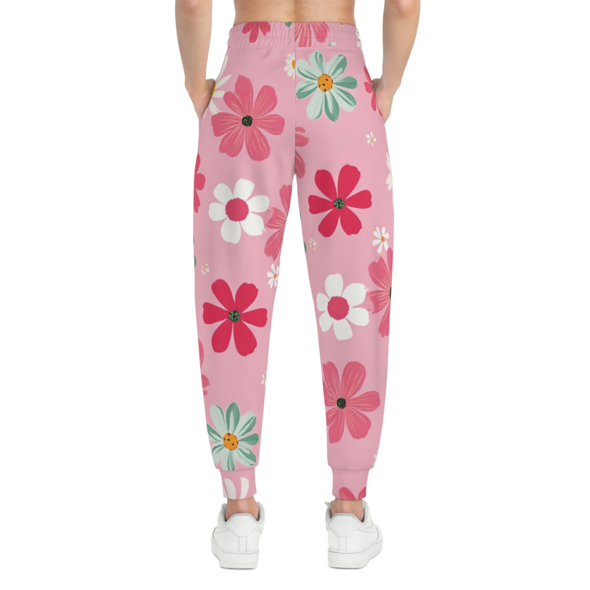 Preppy Pink Floral Joggers - Cozy & Stylish Sweatpants for Women - S / Seam thread color automatically matched to design - SUNKISSHAVEN