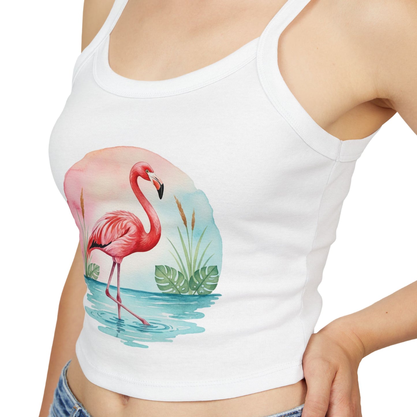 Flamingo Artwork Women’s Tank Top, Summer Top, Beachwear, Casual Outfit, Vacation Essential, Gift for Her - Athletic Heather / XS - SUNKISSHAVEN