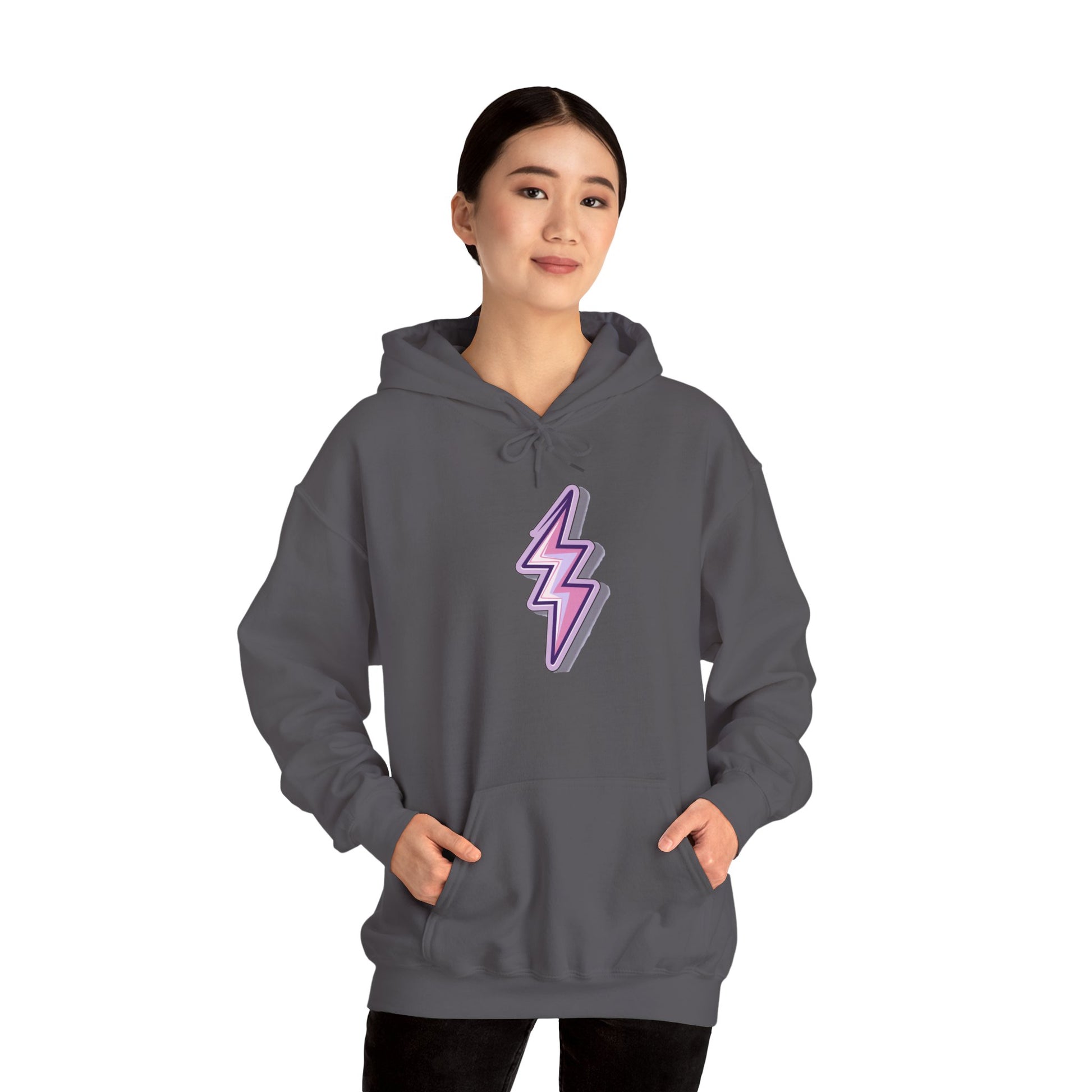 Unisex Purple Lightning Bolt Hoodie - Sport Grey / S - SUNKISSHAVEN