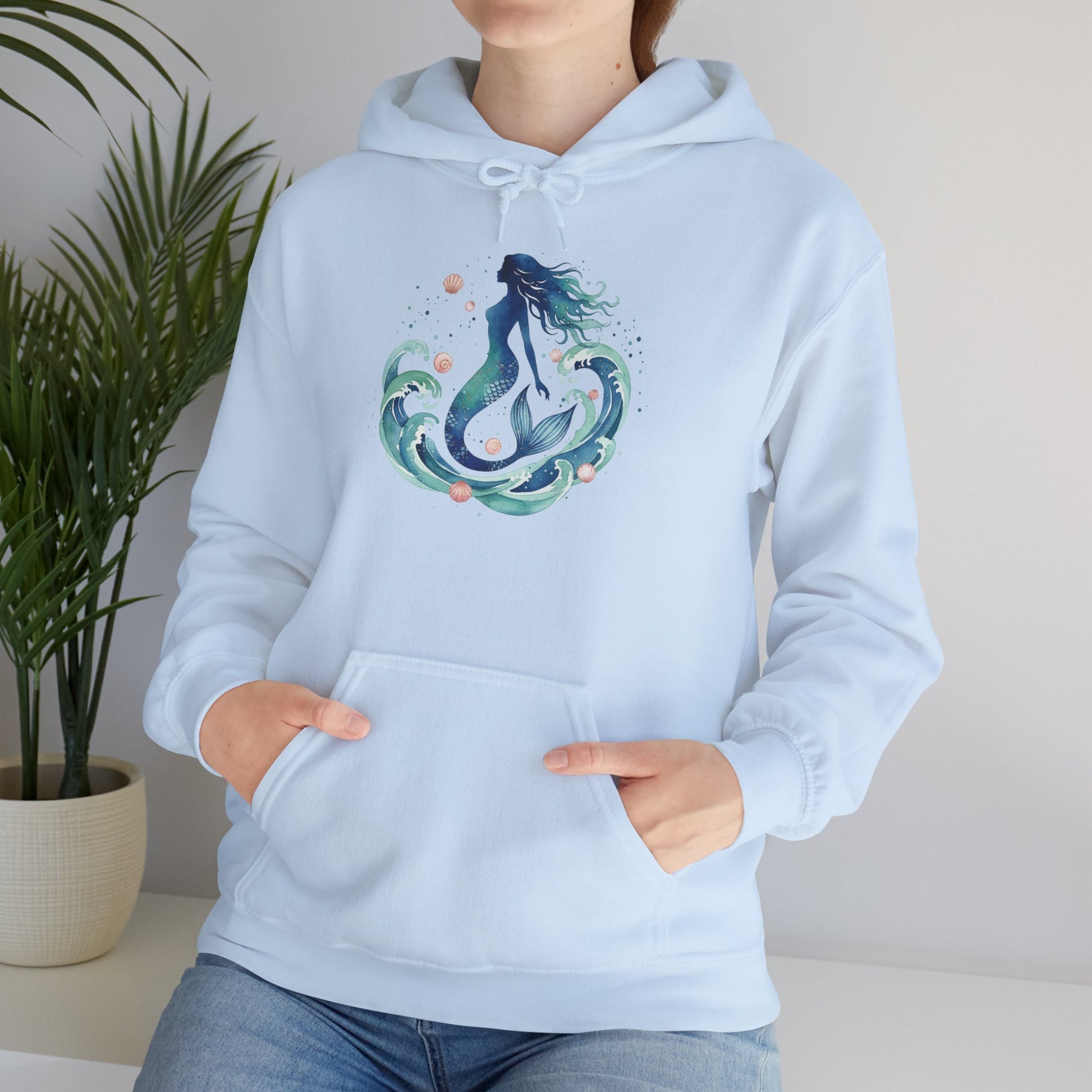 Ocean Goddess Hoodie, Artistic Sweatshirt for Beach Lovers, Magical Elemental Gift, Cozy Casual Wear, Perfect for Summer and Holidays - S / White - SUNKISSHAVEN