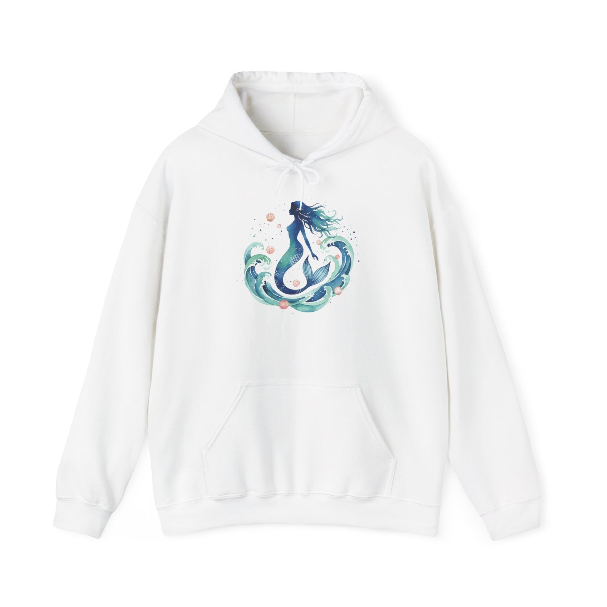 Ocean Goddess Hoodie, Artistic Sweatshirt for Beach Lovers, Magical Elemental Gift, Cozy Casual Wear, Perfect for Summer and Holidays - S / White - SUNKISSHAVEN