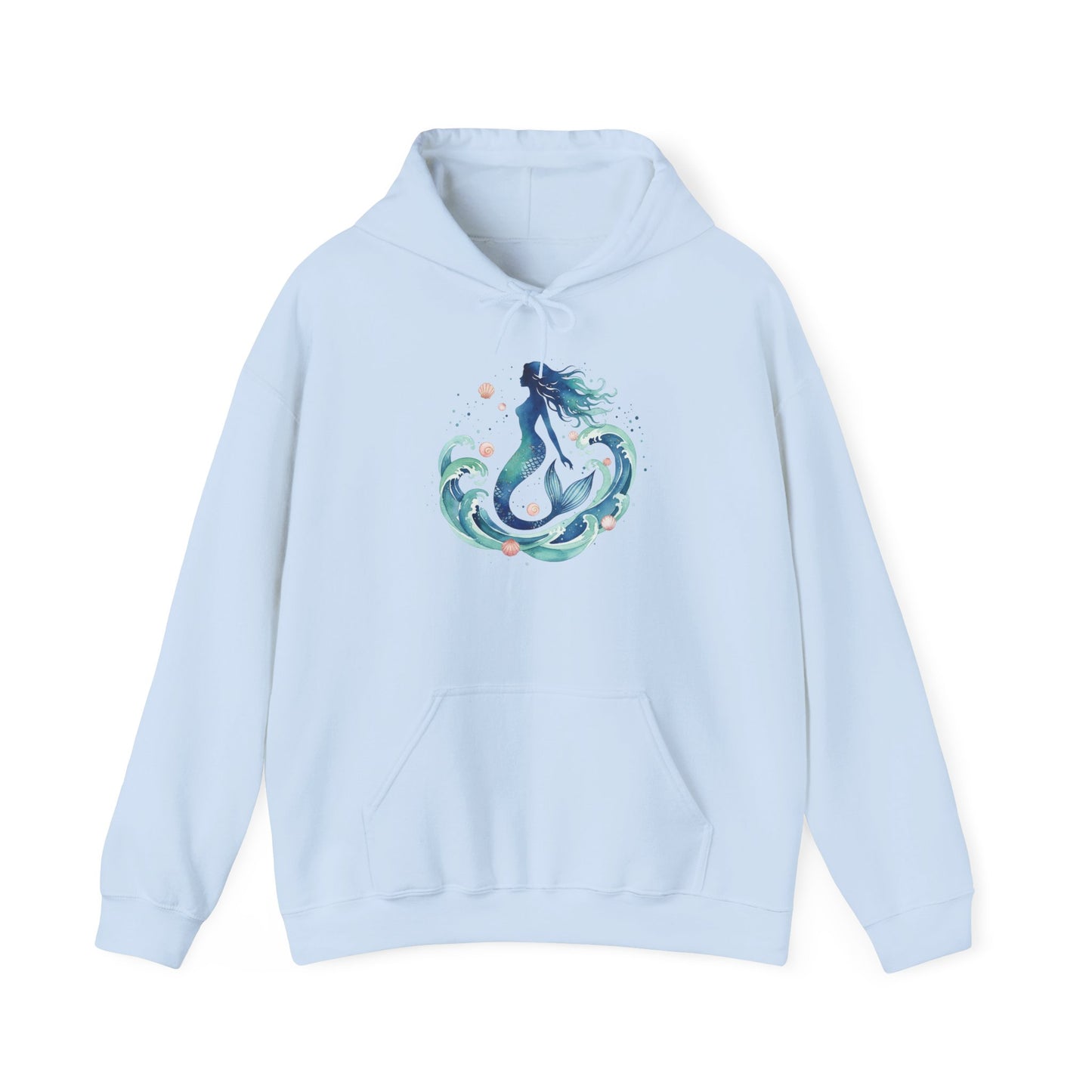 Ocean Goddess Hoodie, Artistic Sweatshirt for Beach Lovers, Magical Elemental Gift, Cozy Casual Wear, Perfect for Summer and Holidays - S / Light Blue - SUNKISSHAVEN